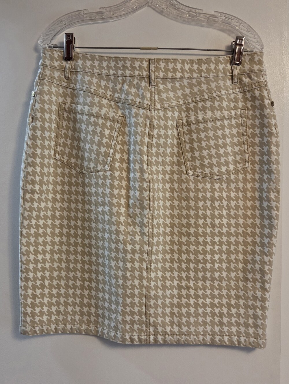 J.Mclaughlin Josette Tan White Houndstooth Skirt 10 - Picture 2 of 5